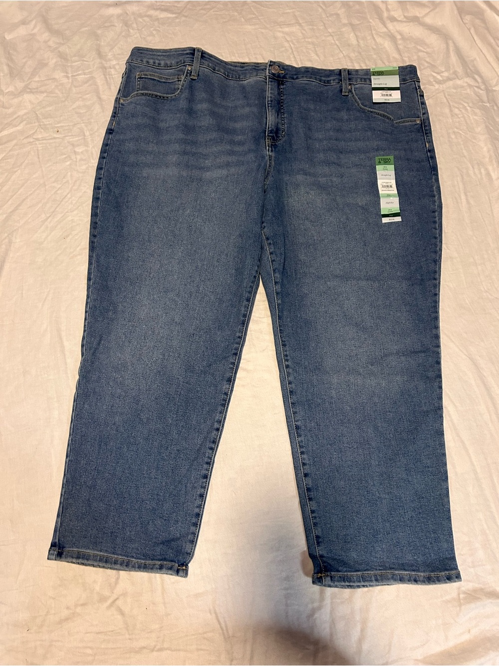Terra & Sky Women’s Straight Leg Jeans in Denim Blue 26W Petite